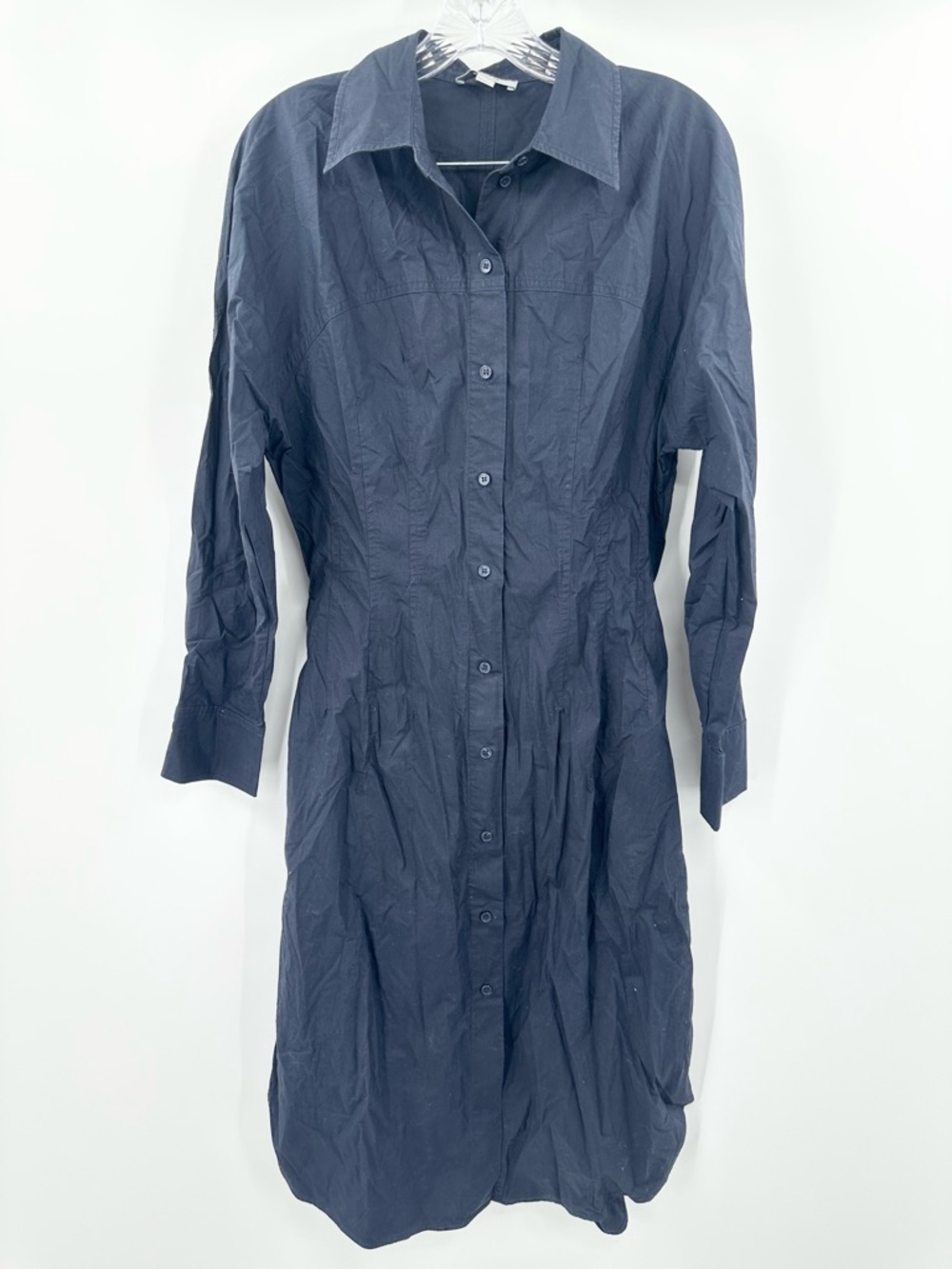 COS Women's Navy Blue Button Up Midi Shirt Dress Size 6 (Euro 38)